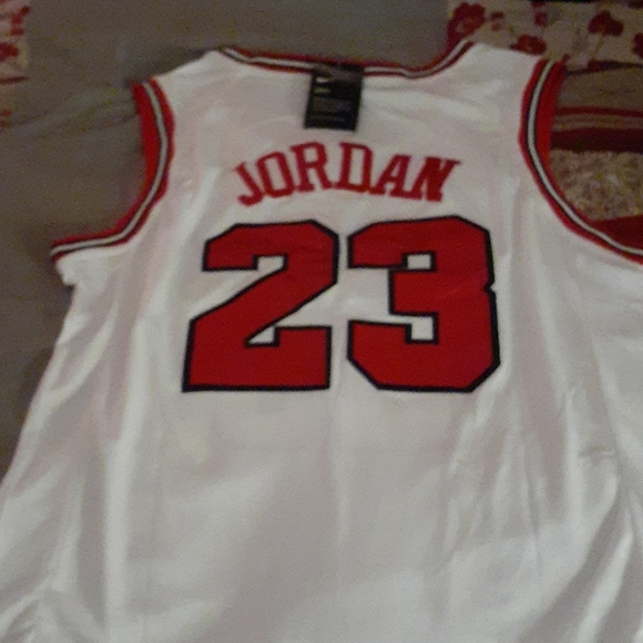 white and red jordan jersey